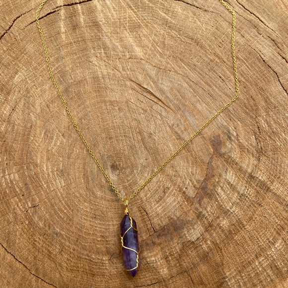 Amethyst hand wired pendant - Picture 3 of 4